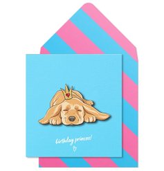 An adorable and colourful 3D greetings card with Birthday Princess slogan. 