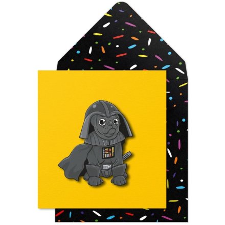 3D Darth Vader Pug Greeting Card