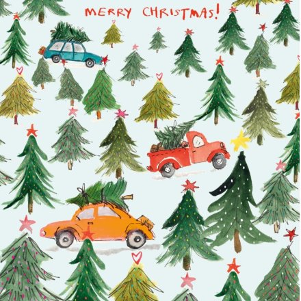 Tree Shopping Christmas Card, 15cm