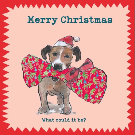 Christmas Dog and Bone Greeting Card, 15cm