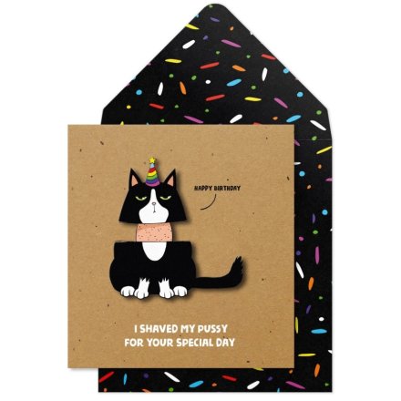 3D Shaved Cat Greeting Card