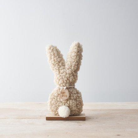 A gorgeous fluffy bunny ornament made from on trend Sherpa fabric. 