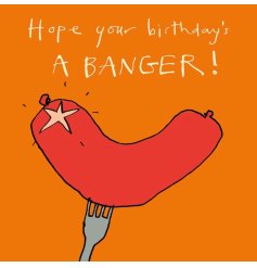 Hope your birthday's a banger! A colourful and cool greetings card by Poet & Painter.