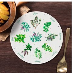 Protect your surfaces from heat damage with this stylish and practical ceramic trivet with a colourful herb design.