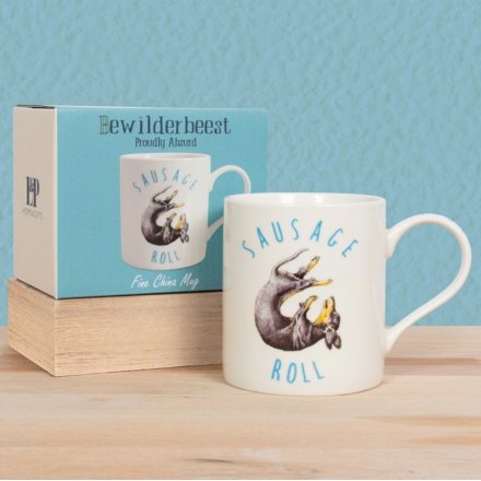 A unique and wonderfully illustrated mug with a witty image and slogan. 