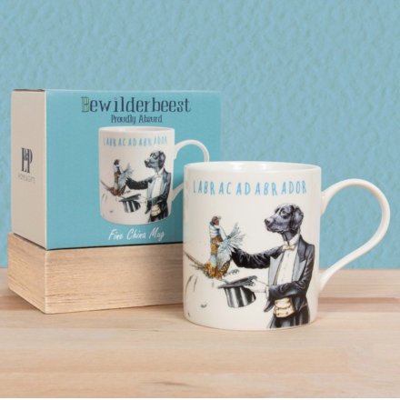 A humorous and witty Labrador themed mug with a unique and colourful illustration.