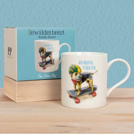 A wonderful and witty ceramic mug with a brilliant illustration and boarder slogan. 