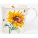 A charming, fine quality mug with a bright and beautiful bumble bee and Sunflower design. 