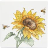 A bright and beautiful Bee and Sunflower designed ceramic coaster. Illustrated by the talented Sarah Boddy.