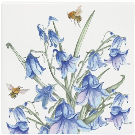 Bee and Bluebell Ceramic Coaster
