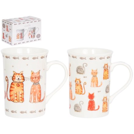 Faithful Friends Cat Mugs - Set of 2