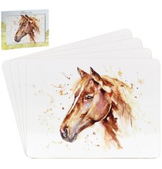 A set of 4 stunning Country Life placemats, each with a wonderful watercolour horse. 
