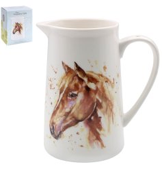 A fine china jug with a beautiful watercolour style horse image. 