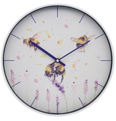 A classic clock with a beautifully illustrated face featuring lavender and bees from the popular Country Life range.