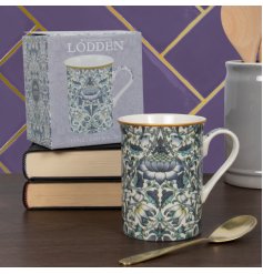 A stunning arts and crafts mug with the popular Lodden design from William Morris