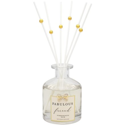 A stunning diffuser with a Pomegranate fragrance. Beautifully packaged with gold beads and a bow.