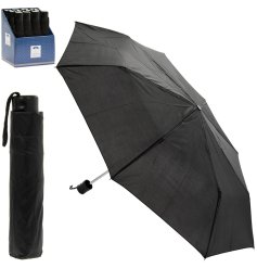 A classic black umbrella with cover. 