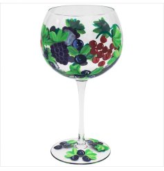 Enjoy your favourite berry infused gin in this attractive, hand painted gin glass. Painted in rich colours.