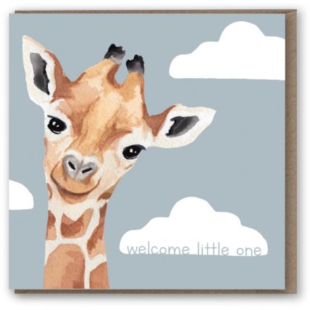 Giraffe With Clouds Greeting Card 15cm