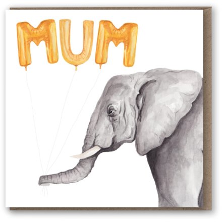 Elephant Mum Balloon Greeting Card 15cm