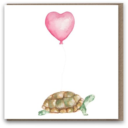 Tortoise Heart Balloon Greeting Card 15cm
