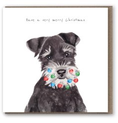 This is a bestselling card and it's easy to see why! Nothing says Merry Christmas like a Schnauzer with a Bauble Beard!
