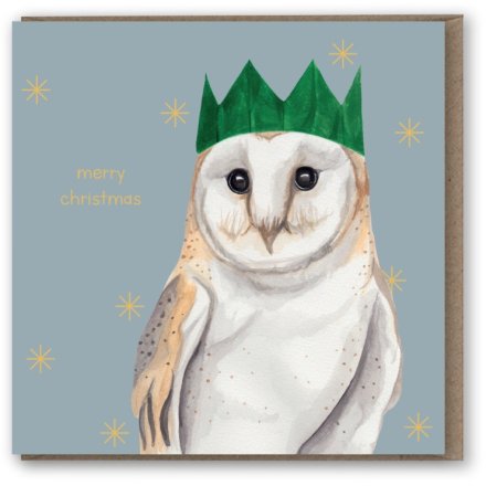 Owl in Hat Foil Greeting Card Christmas