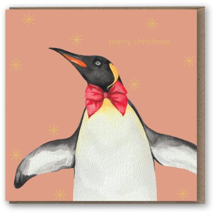 Penguin Foil Greeting Card Christmas 15cm