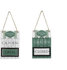An "open/ closed" garden sign from the Flower Shop range.