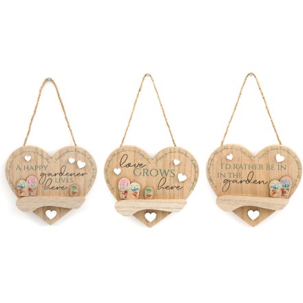 Assortment of 3 Wooden Heart Signs