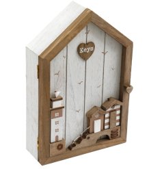 Keep your keys safe and organised with this charming wooden key box. Rustic in design with a 3D beach scene.