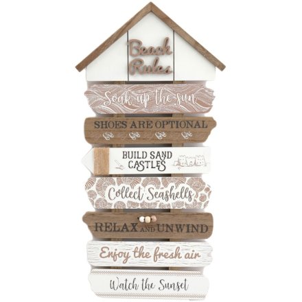 Wooden Beach Rules Sign 51cm