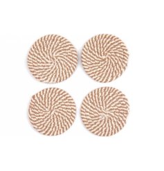 A set of 4 burnt orange and cream woven coasters with a cool and contemporary stripe design.