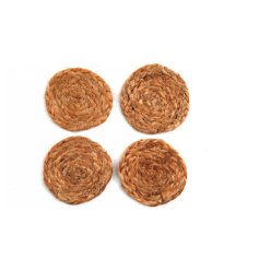 Keep your surfaces safe with this set of 4 braided jute coasters.