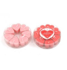 2 assorted packs of heart shaped t-lights in attractive pink and red colours. 