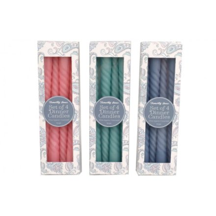 S/4 Paisley Dinner Candles