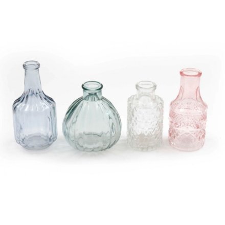 Set of 4 Paisley Posy Vase Bottles