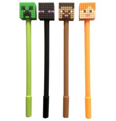 An assortment of 4 Minecraft faces fine tip pens. A great stationery item for gaming enthusiasts. 
