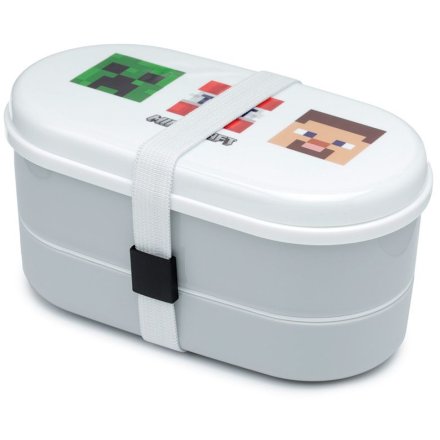 A compact bento box with 2 large storage compartments and a spook and fork set. Complete with a handy strap. 