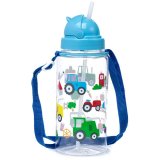 Keep little ones hydrated whilst on the go with this colourful tractor themed water bottle with carry strap. 