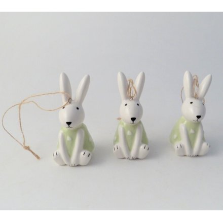 Sitting Bunny Hanger, 3 Assorted 