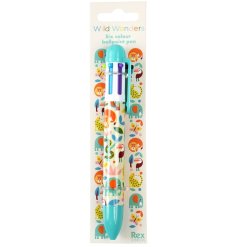 Write, draw and get creative with this 6-in-1 retractable ballpoint pen with a print of contemporary animals from the po