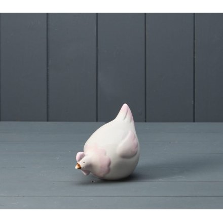 Pink Ceramic Chicken, 10.8cm