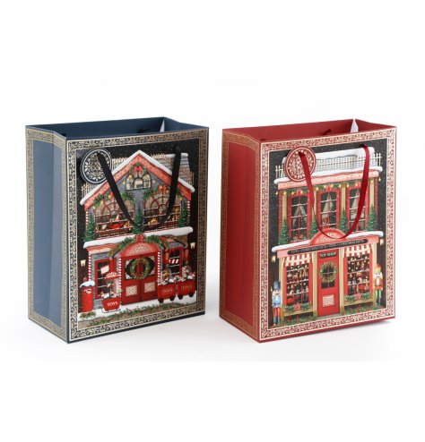 An assortment of 2 luxury Christmas gift bags featuring the most charming seasonal illustrations. 