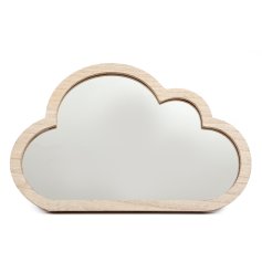 A scandi inspired wooden cloud shaped mirror. A stylish and practical interior decoration for the home. 