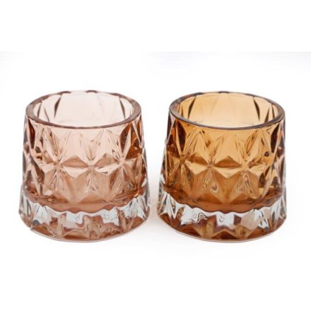 Cut Glass Tea Light Holder, 2 Assorted