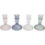 A patterned glass candle holder from the Paisley range, in an assortment of 4 colours.