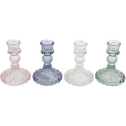 Dinner Candle Holder, 4 Assorted Colours