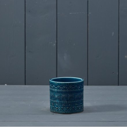 Blue Ceramic Pot, 12cm