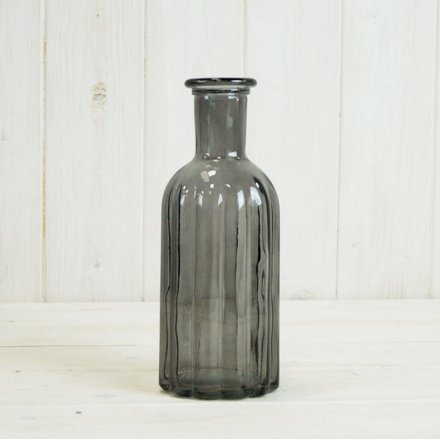 Grey Glass Bottle 19cm
